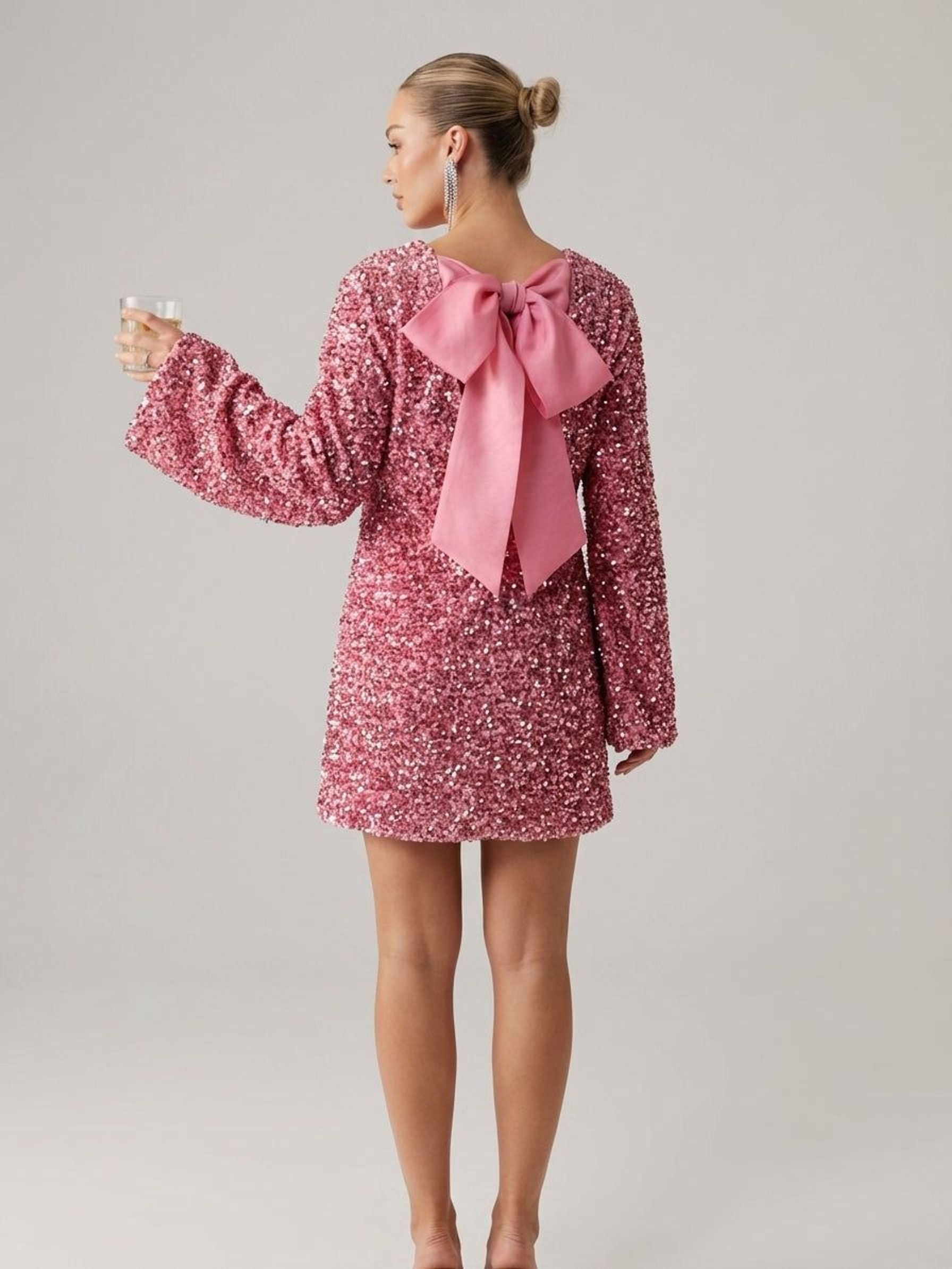 Elena Valt | Women's Sequin Bow Dress in Elegant Colors